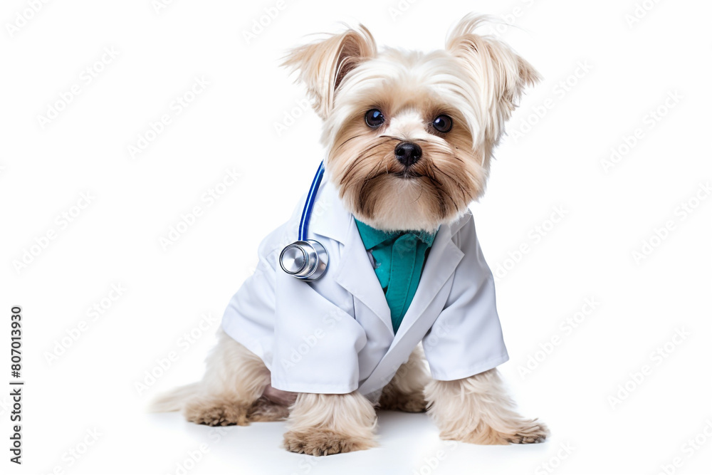 Cute and funny dog impersonating doctor person, working in the hospital Cute and funny dog impersonating doctor person, working in the hospital