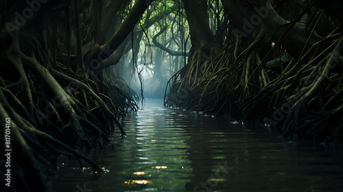 Mangrove Swamps: Write about tangled roots and brackish waters. photo
