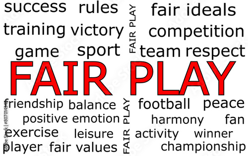 Fair Play Wordcloud on white background - illustration