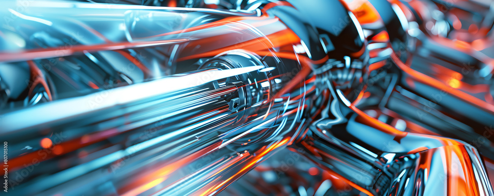 Capture the sleek lines of futuristic technologies from a dynamic side view