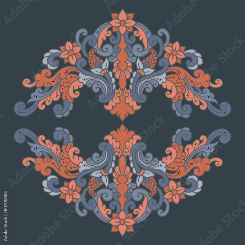 Floral traditional ornament Hand drawn illustration vector