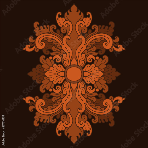 Floral traditional ornament Hand drawn illustration vector