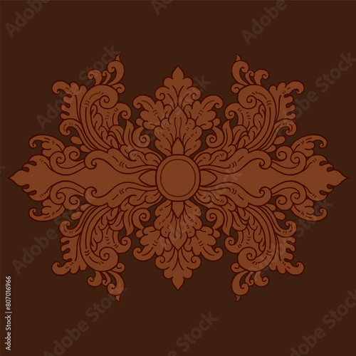 Floral traditional ornament Hand drawn illustration vector