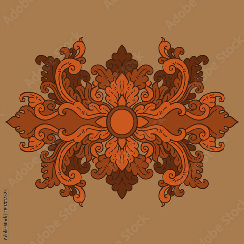 Floral traditional ornament Hand drawn illustration vector