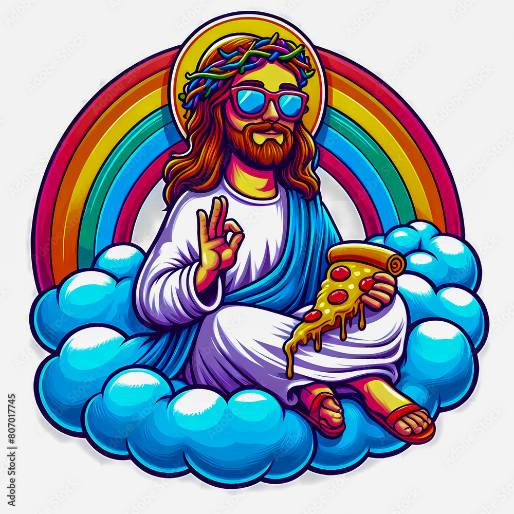 Digital art Cartoon kids illustration of jesus