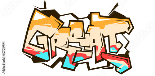 Great word graffiti text font sticker