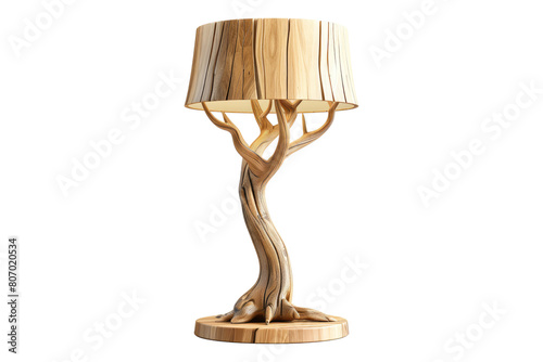 Tree style wooden lamp isolated on transparent background