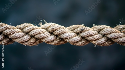 Close-Up of Frayed Thick Rope against Dark Background