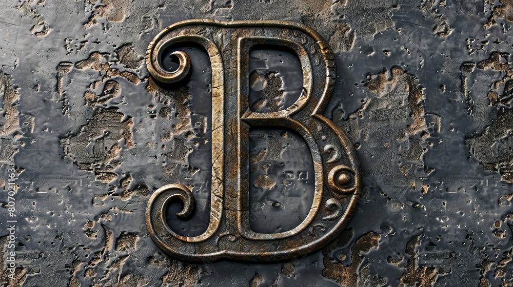 Antique forged metal capital letter in elegant font - vintage alphabet typography illustration for design projects, logos, and branding concepts Antique forged metal capital letter in elegant font - vintage alphabet typography illustration for design projects, logos, and branding concepts