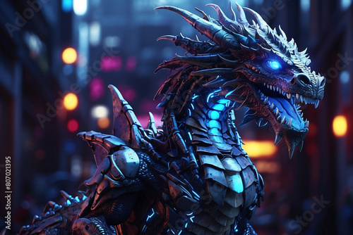dragon legend in apocalypse city background photo
