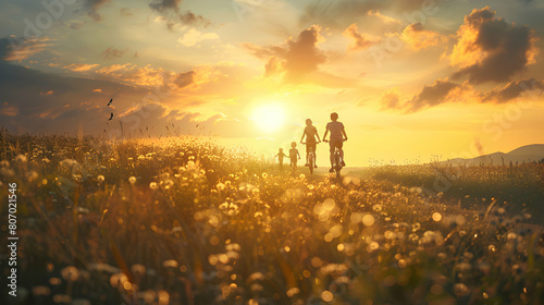 Bicycle Family Tour  Enjoying Nature Together on a Leisurely Countryside Ride   Photo Realistic Concept on Adobe Stock