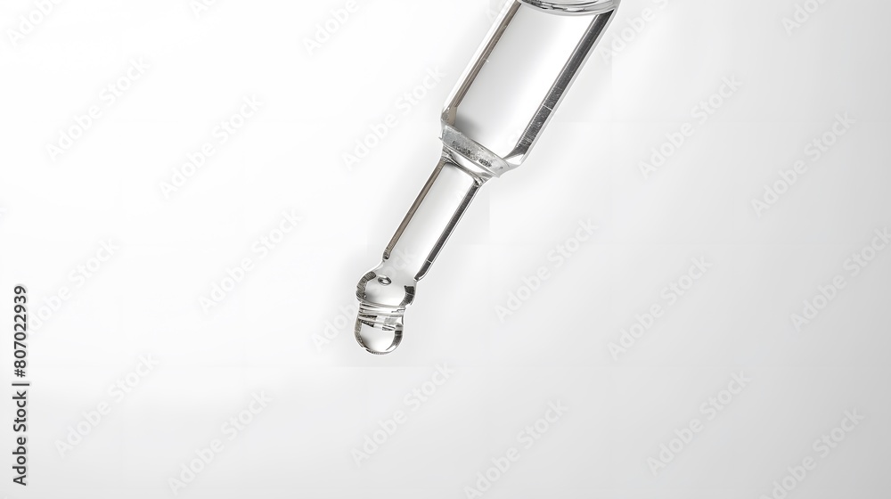 close-up dropper with clear liquid, skin care product concept, oil drop, Clear liquid droplets falling from a dropper that can be used for cosmetic and medical images. close-up dropper with clear liquid, skin care product concept, oil drop, Clear liquid droplets falling from a dropper that can be used for cosmetic and medical images.