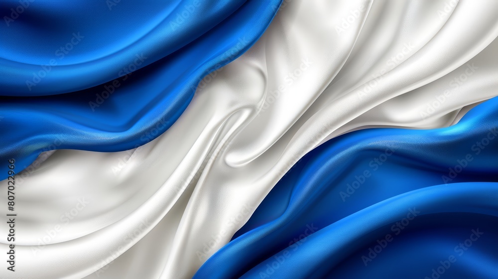 A tight shot of a blue-and-white backdrop featuring a wavy pattern at its base A tight shot of a blue-and-white backdrop featuring a wavy pattern at its base