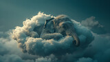 Tiny elephant snoozing in a cloud pocket.