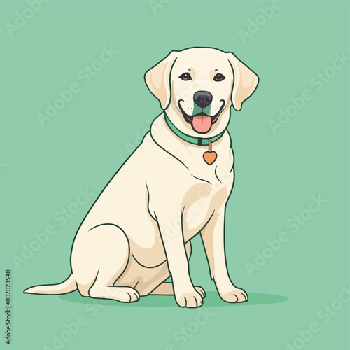 Vector illustration of a cute cartoon white labrador retriever sitting