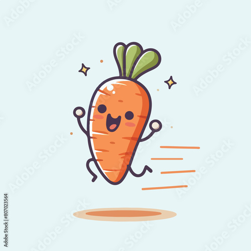 vector style illustration cute happy carrot mascot