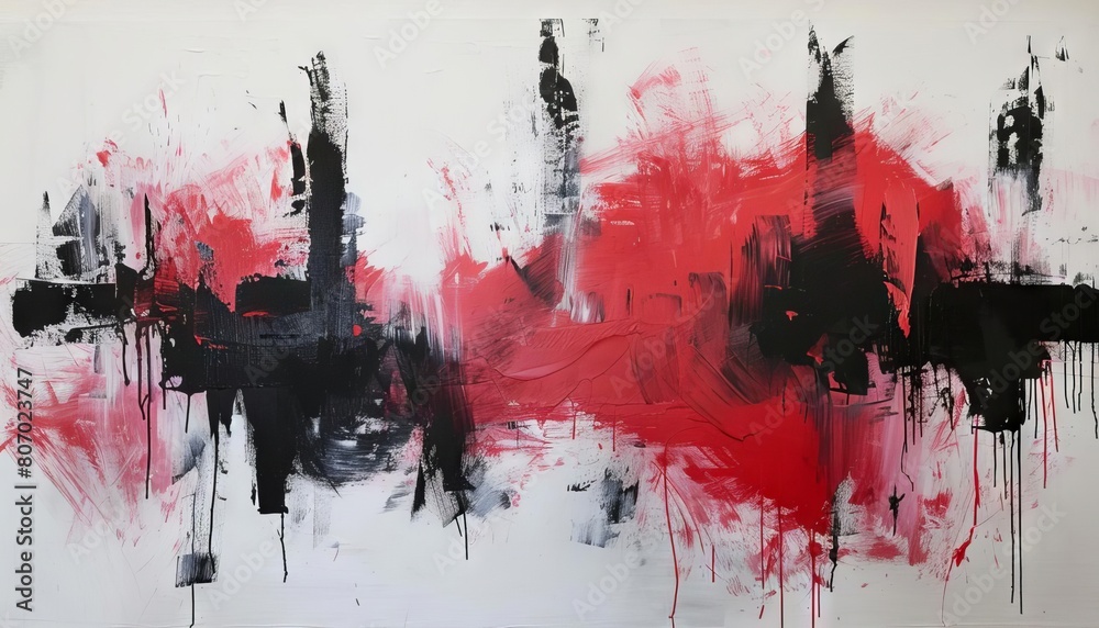 An abstract painting with only one color on a white canvas