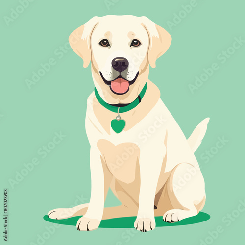 Vector illustration of a cute cartoon white labrador retriever sitting