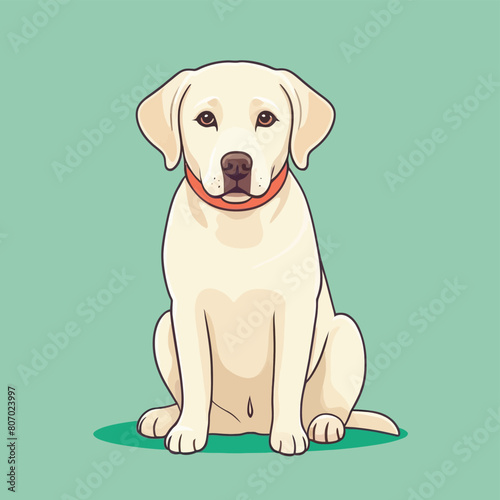 Vector illustration of a cute cartoon white labrador retriever sitting