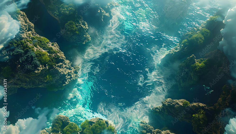Imagine a surreal underwater landscape where gravity defies logic and ordinary objects take on extraordinary forms Use the aerial perspective of drone photography to create a mesme Imagine a surreal underwater landscape where gravity defies logic and ordinary objects take on extraordinary forms Use the aerial perspective of drone photography to create a mesme