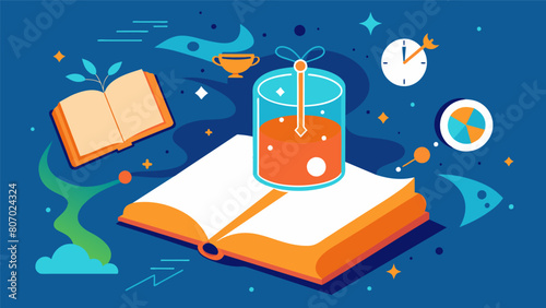 Between the pages reside notes and observations acknowledging the fleeting nature of time and the importance of living in the present moment.. Vector illustration