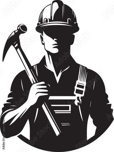 Engineer silhouette. Labour silhouette. Labour day concept.
