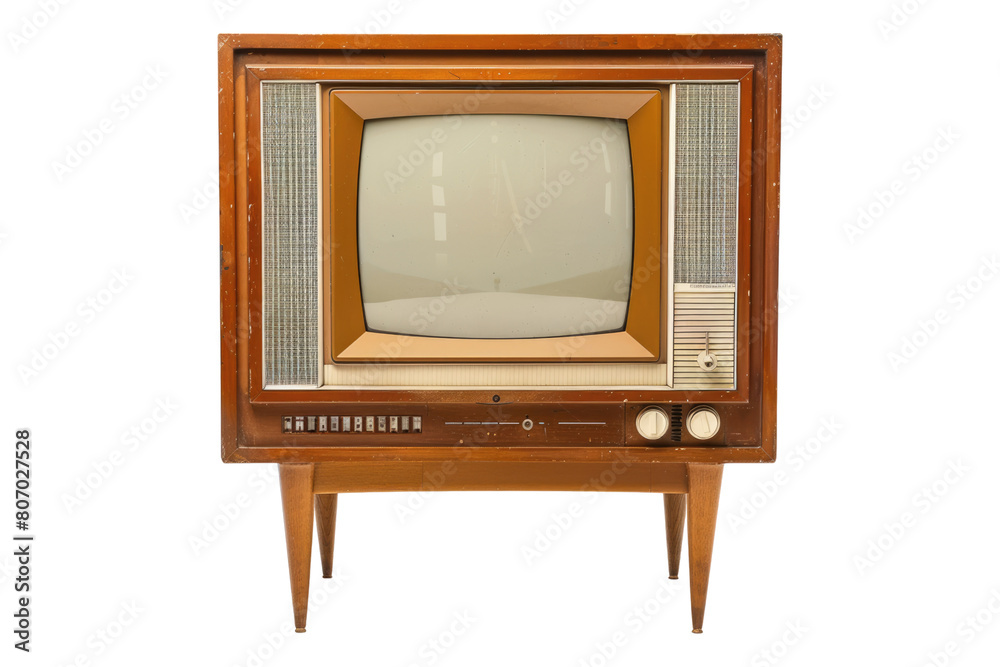 Vintage television isolated on transparent background