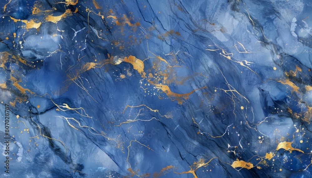A luxurious blue marble background with gold watercolor accents, blending dark and light tones, ideal for elegant and sophisticated abstract designs A luxurious blue marble background with gold watercolor accents, blending dark and light tones, ideal for elegant and sophisticated abstract designs