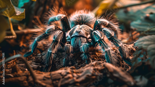 Domesticated Tarantula in a Well-Equipped Terrarium Exhibiting Essential Care For Spiders