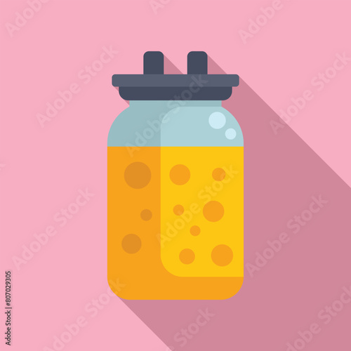 Full jar after liposuction icon flat vector. Collagen injection. Skinny adipose