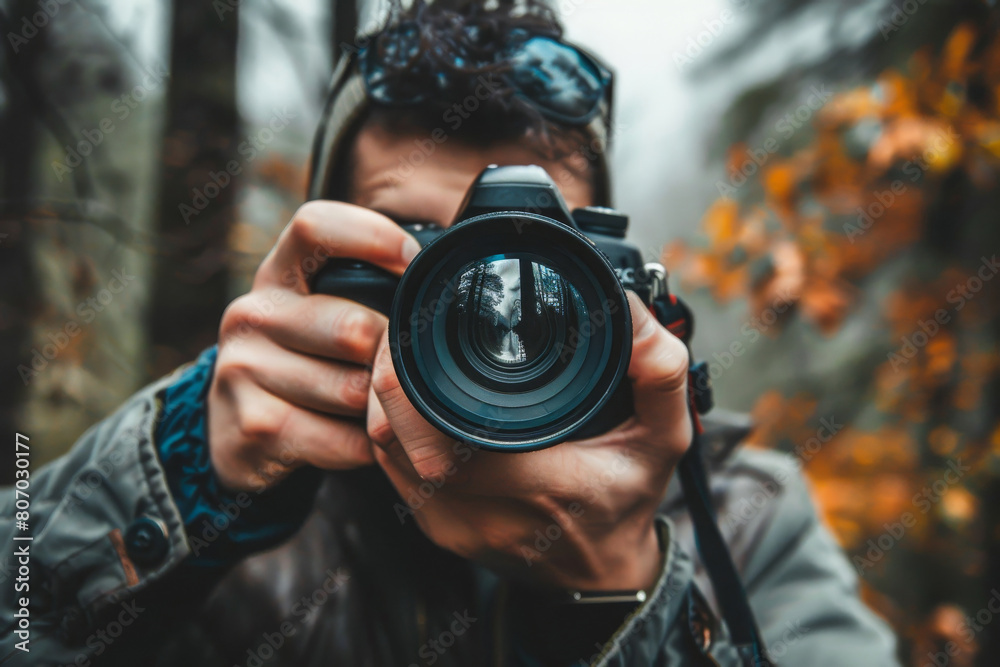 Man photographing with a camera Man photographing with a camera