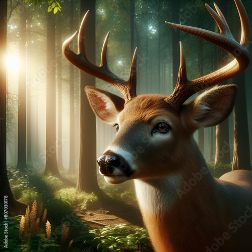 Plakat deer in the woods