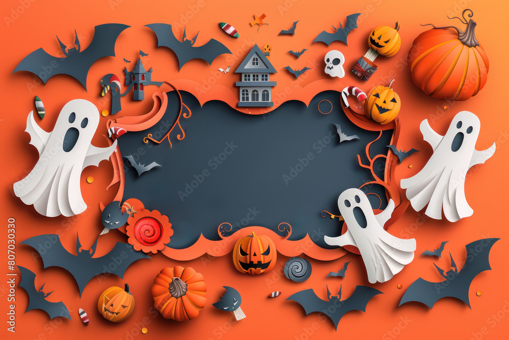 A halloween element paper cut style background A halloween element paper cut style background