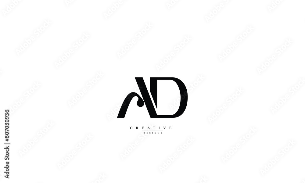 Alphabet letters Initials Monogram logo AD DA A D Alphabet letters Initials Monogram logo AD DA A D