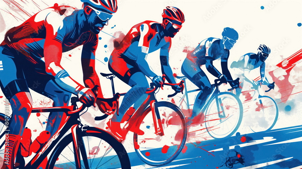 Fototapeta premium Intense Cycling Race at Summer Olympics, Artistic Illustration