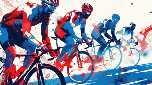 Intense Cycling Race at Summer Olympics, Artistic Illustration