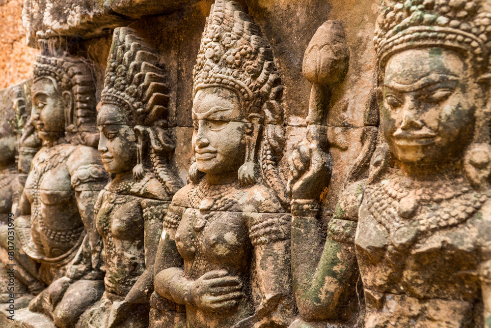 Asperas at the Terrace of the Leper King, Angkor, Cambod Asperas at the Terrace of the Leper King, Angkor, Cambod