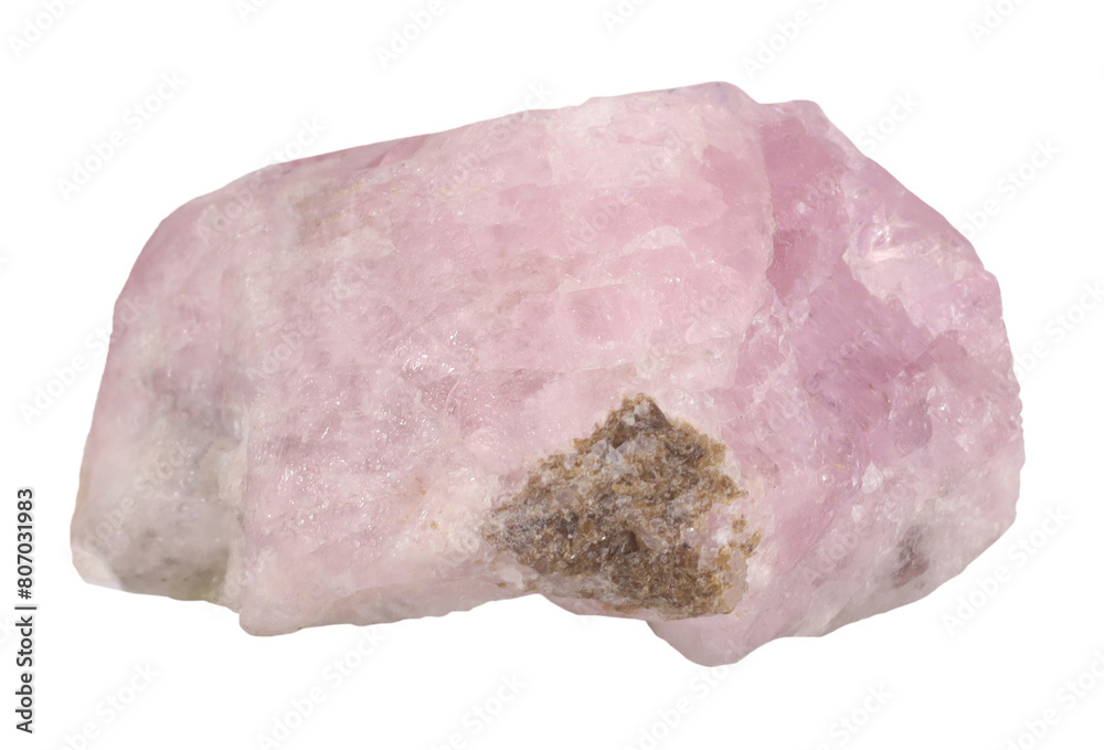 Morganite pink rock isolated on white background. Mineralogy stones gem concept.