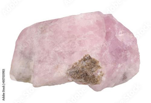 Morganite pink rock isolated on white background. Mineralogy stones gem concept.