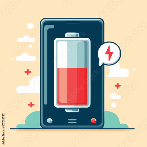 illustration of a smartphone with a low battery icon