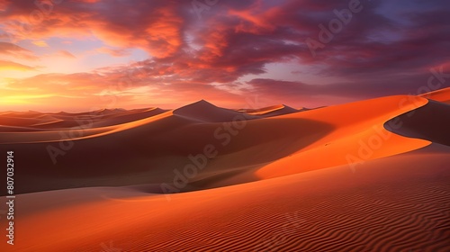 Sunset over sand dunes in Death Valley National Park  USA