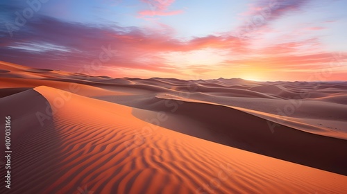 Sand dunes in the Sahara desert at sunset, Morocco, Africa © Michelle