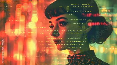 Close-up portrait of a futuristic woman