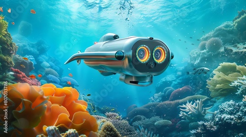 An underwater drone exploring the depths of the ocean, mapping new territories for scientific research photo