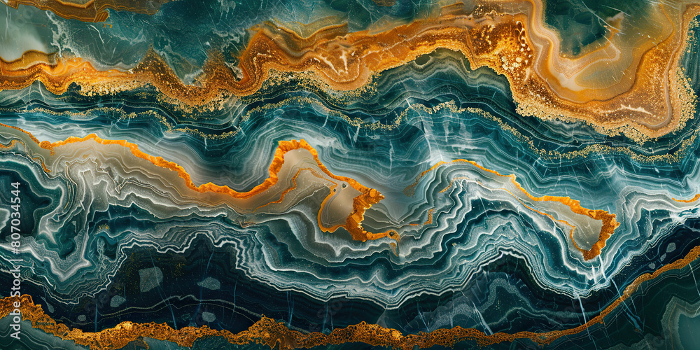 A luxurious abstract painting featuring a combination of gold and blue colors with a textured marble background pattern. A luxurious abstract painting featuring a combination of gold and blue colors with a textured marble background pattern.