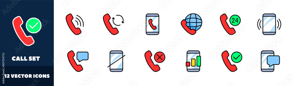 Call icons set. Phone icons. Flat style. Vector icons Call icons set. Phone icons. Flat style. Vector icons