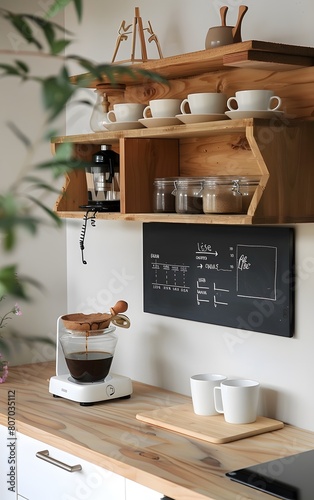Home decoration mini coffee station for home with a chalkboard
