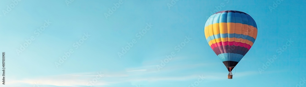 Fototapeta premium Drifting Hot Air Balloon, Professional studio photography, hyperrealistic, minimalism, negative space, high detailed, sharp focus, hot air balloon drifting gently through the sky