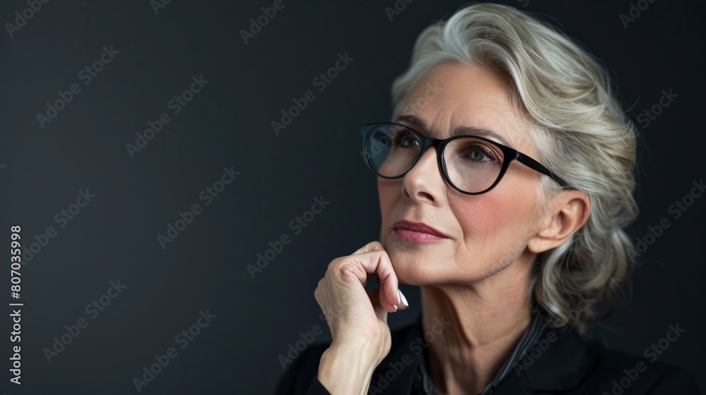 A Mature Businesswoman Looks Away Thoughtfully, Contemplating Business Matters, Background HD For Designer        