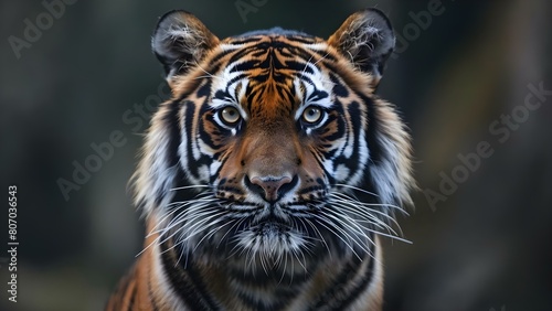 The Powerful Gaze and Majestic Presence of an Endangered Big Cat  A Closeup Portrait of a Tiger. Concept Wildlife Photography  Tiger Portrait  Big Cats  Endangered Species  Animal Conservation